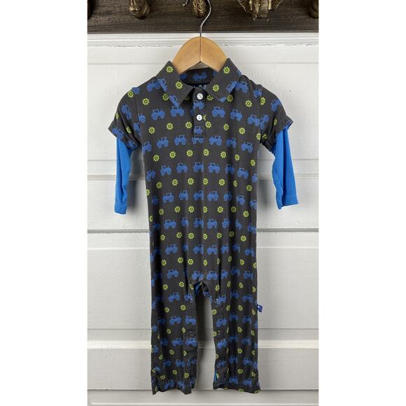 Kickee Pants Boys' Collared Tractor Romper Size 12-18 Months - Picture 1 of 4